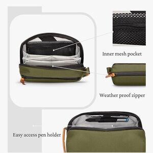 Men's Olive Toiletry Bag with Weatherproof Zipper